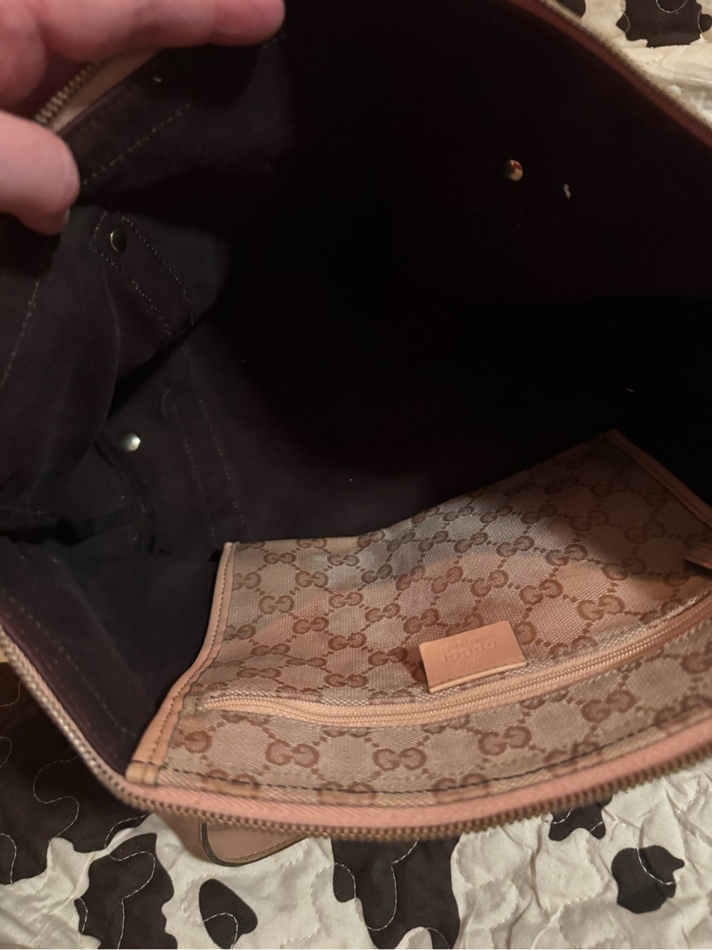 Gucci Crystal Abbey Monogram Canvas Tote with Leather Trim - Picture 15 of 16
